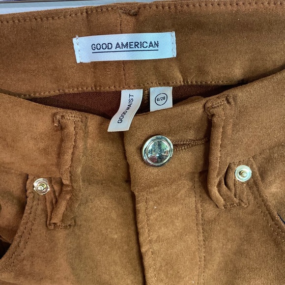 Good American Faux Suede Pants Brown High Rise 28 - Picture 4 of 5